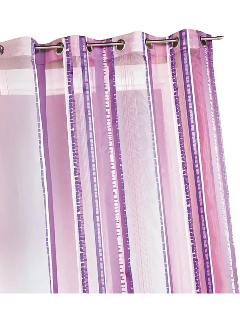Tenda trasparente in organza jacquard a righe verticali Viola prugna - Kiabi