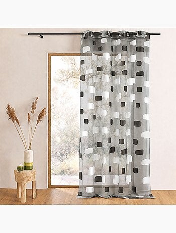 Tenda trasparente in organza jacquard con motivo a mattoni
