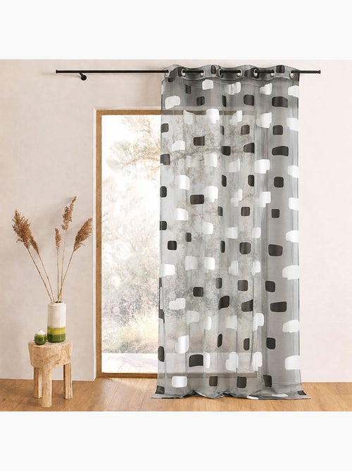 Tenda trasparente in organza jacquard con motivo a mattoni - Kiabi Tenda trasparente in organza jacquard con motivo a mattoni - Kiabi