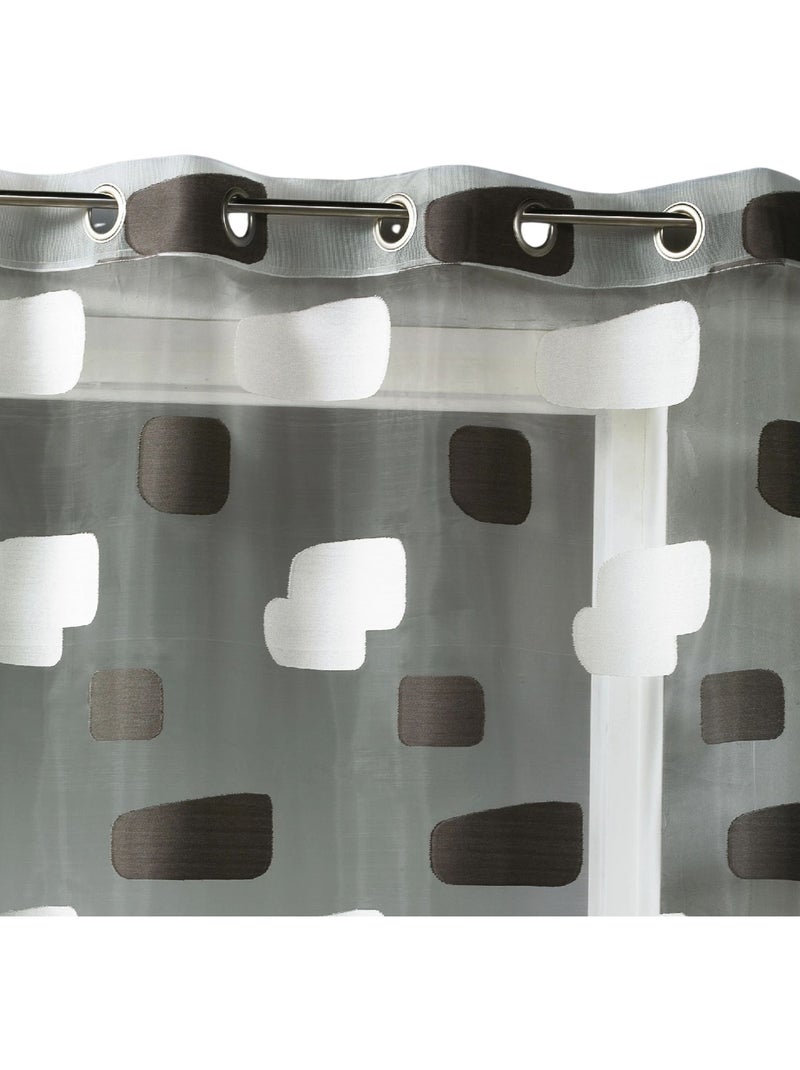 Tenda trasparente in organza jacquard con motivo a mattoni Avorio - Kiabi