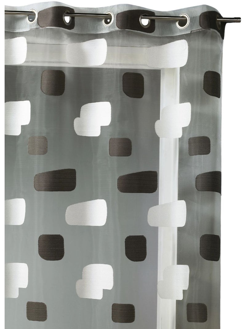 Tenda trasparente in organza jacquard con motivo a mattoni Avorio - Kiabi