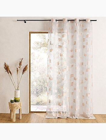 Tenda trasparente in organza jacquard con motivo a mattoni