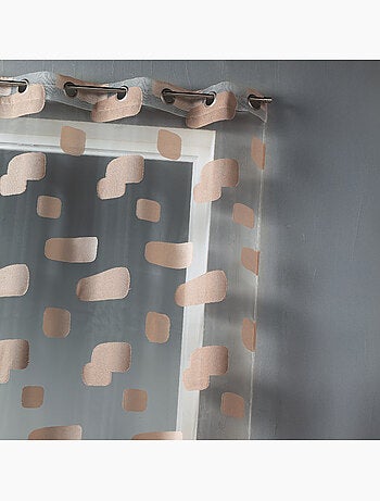 Tenda trasparente in organza jacquard con motivo a mattoni