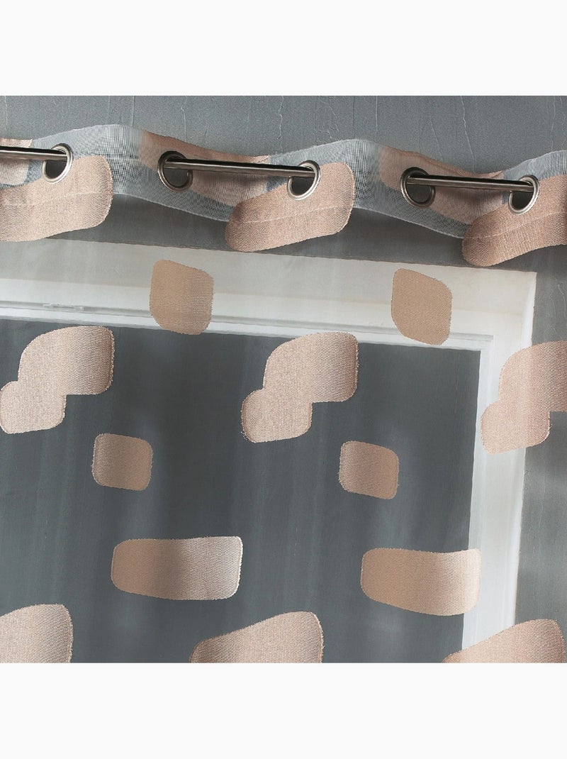Tenda trasparente in organza jacquard con motivo a mattoni Beige - Kiabi