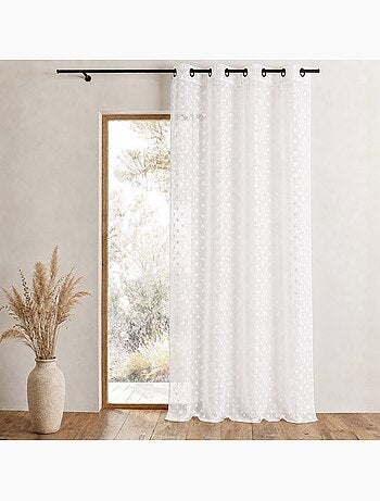Tenda trasparente in organza jacquard ricamata a pois