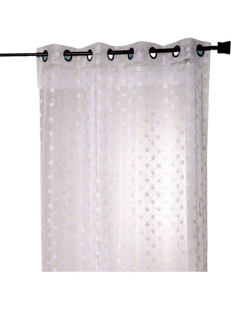 Tenda trasparente in organza jacquard ricamata a pois Bianco - Kiabi