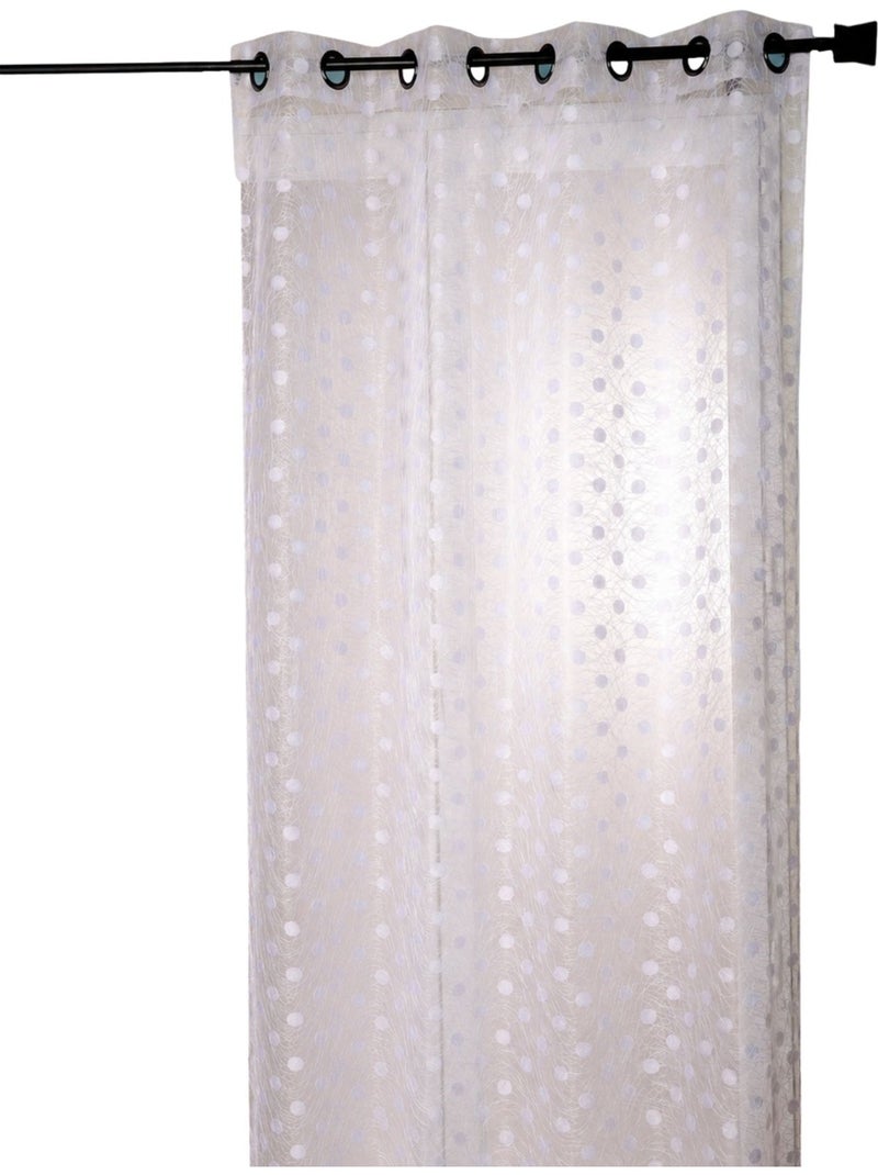 Tenda trasparente in organza jacquard ricamata a pois Bianco - Kiabi