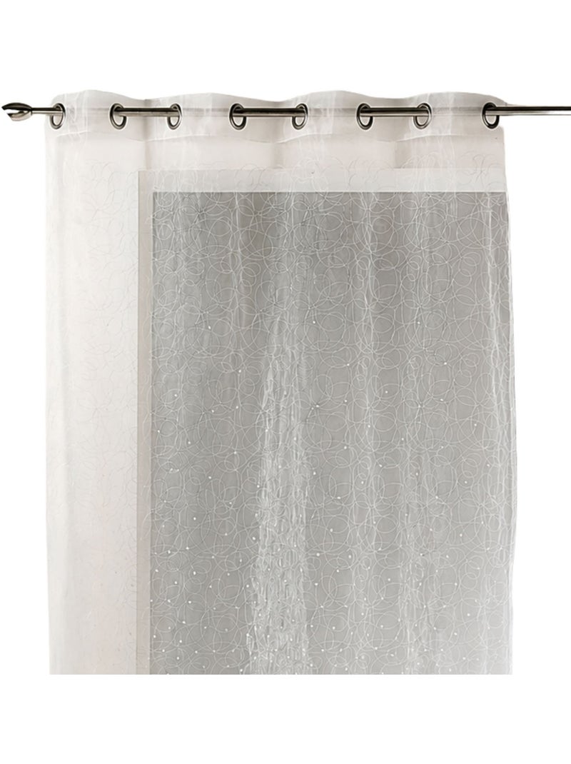 Tenda trasparente in organza traforata con ricami a motivi decorativi Bianco - Kiabi