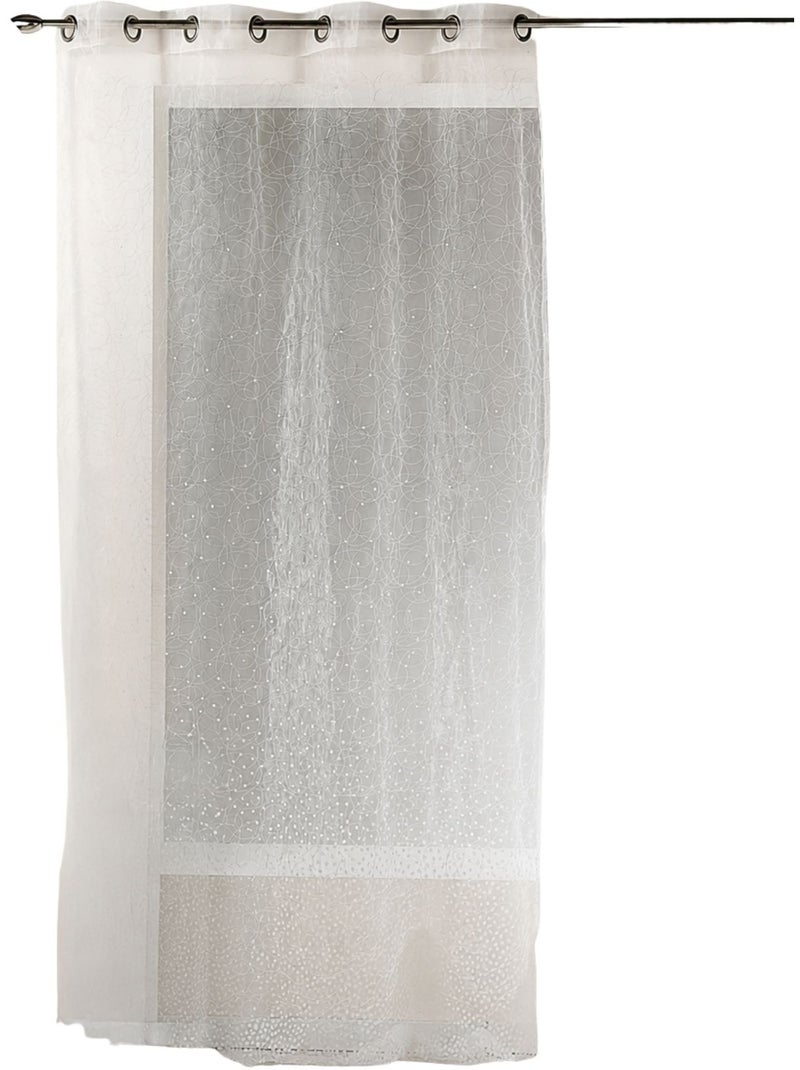Tenda trasparente in organza traforata con ricami a motivi decorativi Bianco - Kiabi