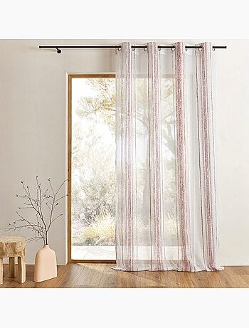 Tenda trasparente jacquard a sottili righe verticali