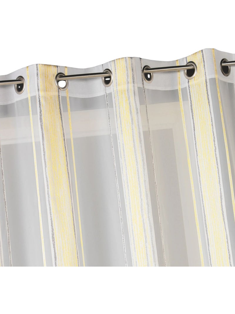 Tenda trasparente jacquard a sottili righe verticali Giallo - Kiabi