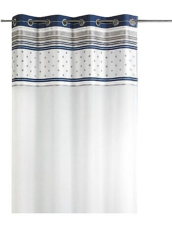 Tenda trasparente jacquard con bordatura a righe orizzontali