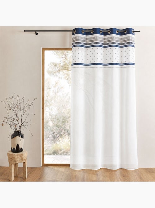 Tenda trasparente jacquard con bordatura a righe orizzontali - Kiabi