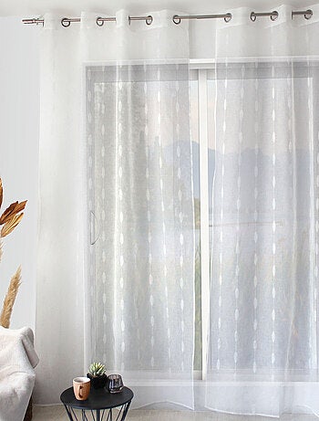 Tenda trasparente jacquard con pois ovali e occhielli