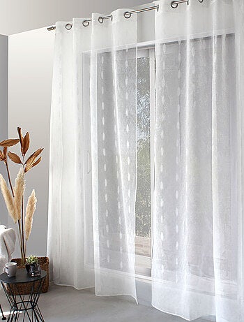 Tenda trasparente jacquard con pois ovali e occhielli