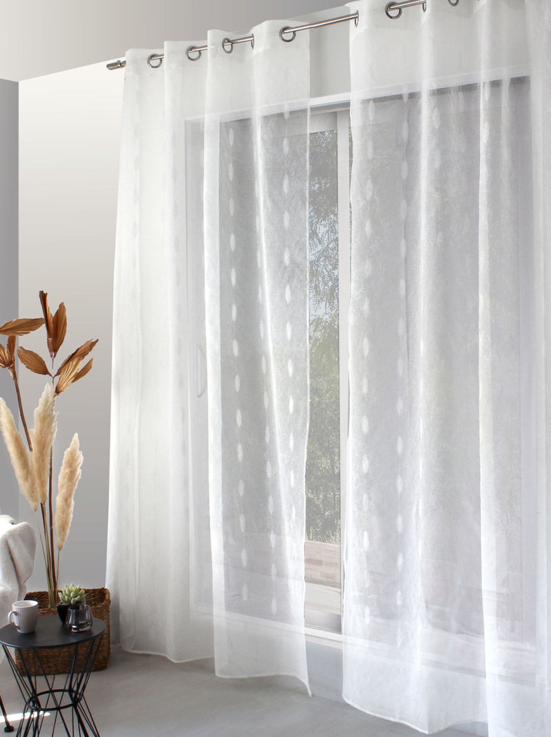 Tenda trasparente jacquard con pois ovali e occhielli Bianco - Kiabi