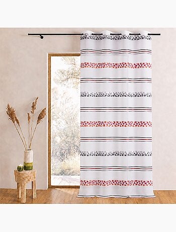 Tenda trasparente jacquard con righe geometriche