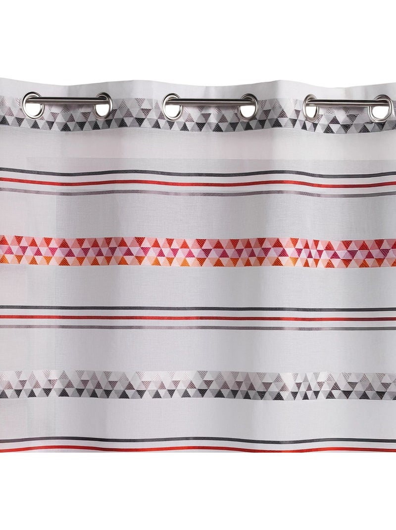 Tenda trasparente jacquard con righe geometriche Arancione - Kiabi