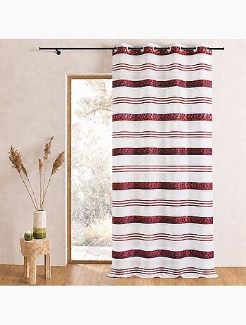 Tenda trasparente jacquard con righe geometriche