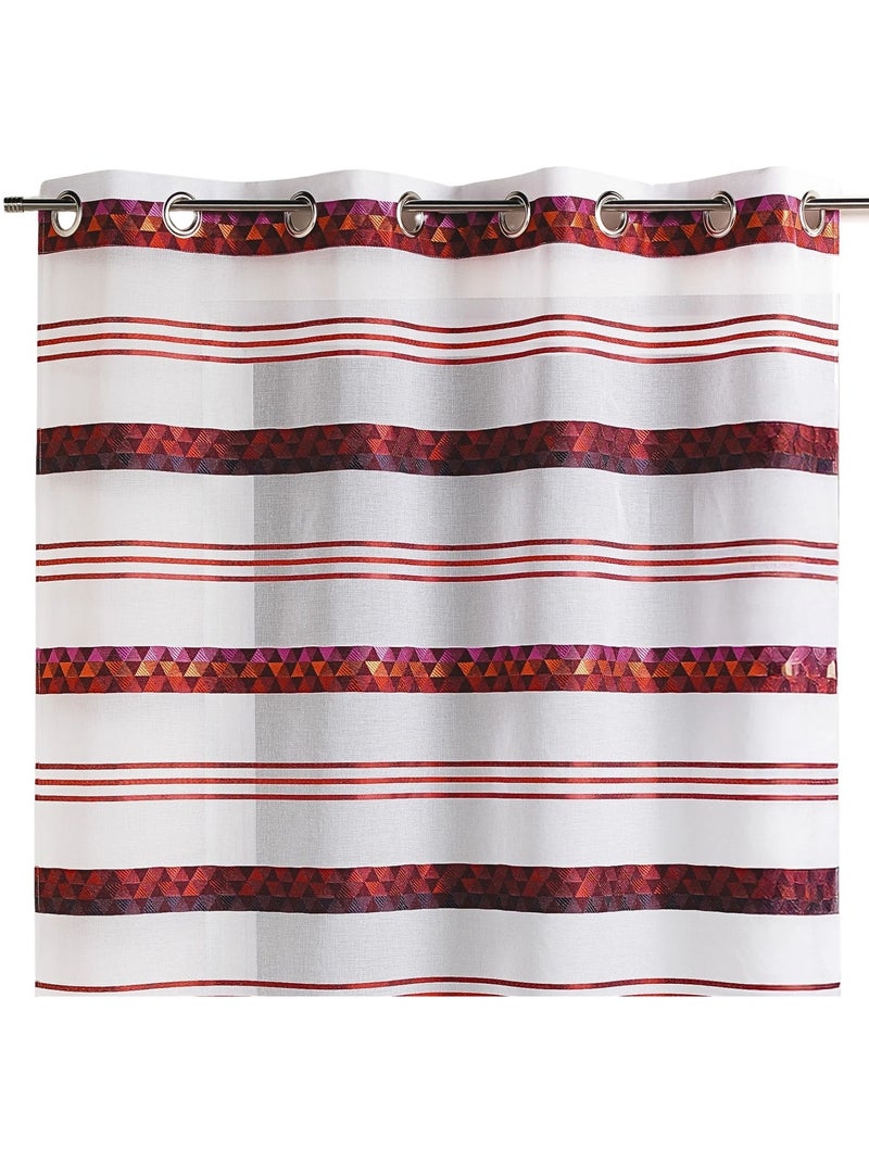 Tenda trasparente jacquard con righe geometriche Bordeaux - Kiabi