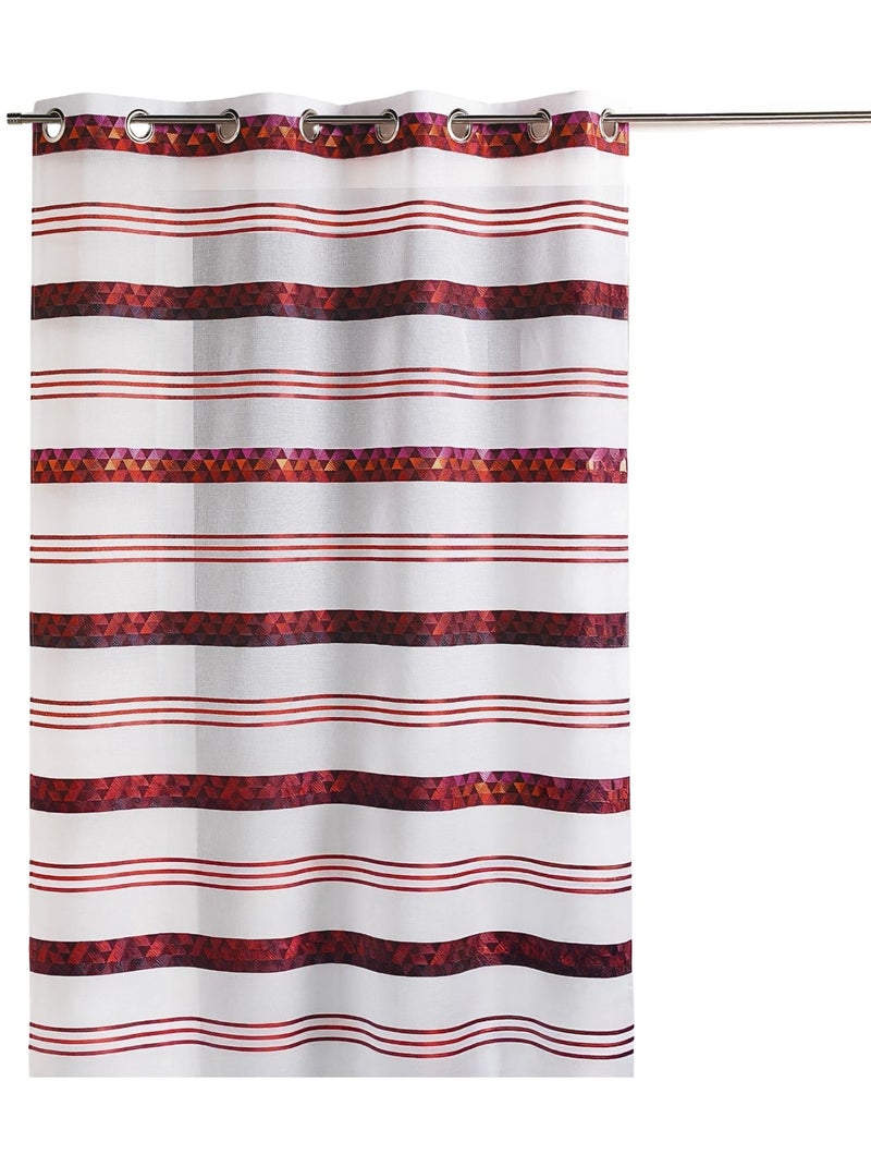 Tenda trasparente jacquard con righe geometriche Bordeaux - Kiabi