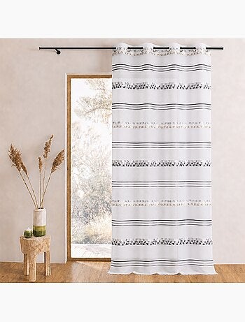 Tenda trasparente jacquard con righe geometriche