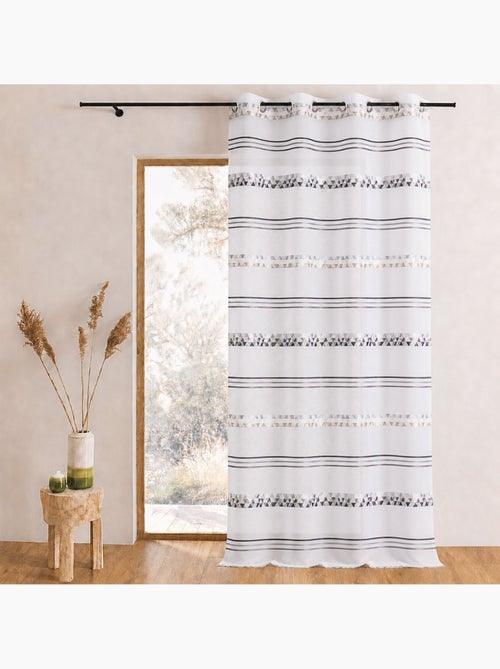 Tenda trasparente jacquard con righe geometriche - Kiabi Tenda trasparente jacquard con righe geometriche - Kiabi