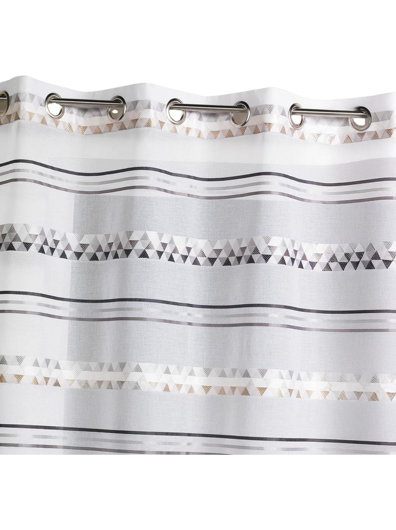 Tenda trasparente jacquard con righe geometriche Grigio chiaro - Kiabi