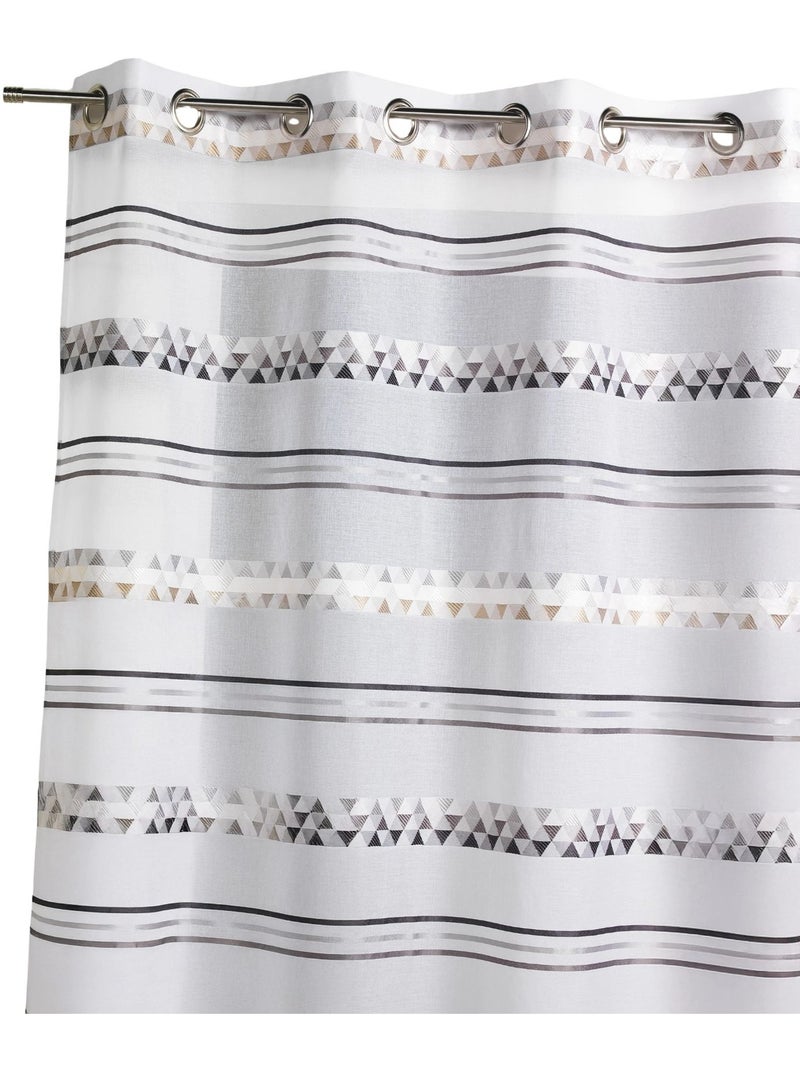 Tenda trasparente jacquard con righe geometriche Grigio chiaro - Kiabi