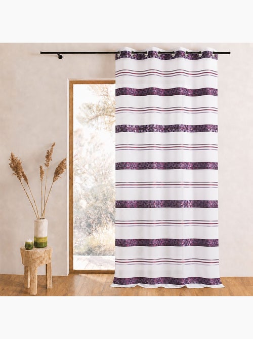 Tenda trasparente jacquard con righe geometriche - Kiabi Tenda trasparente jacquard con righe geometriche - Kiabi