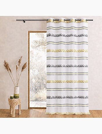 Tenda trasparente jacquard con righe geometriche