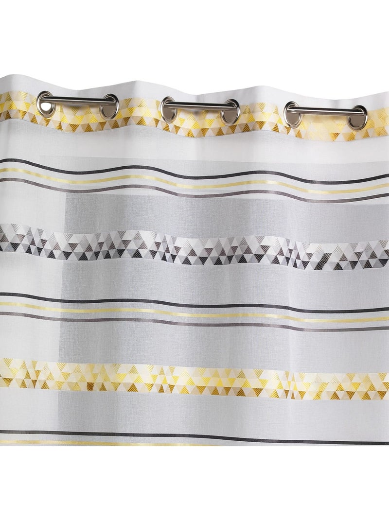 Tenda trasparente jacquard con righe geometriche Verde tiglio - Kiabi