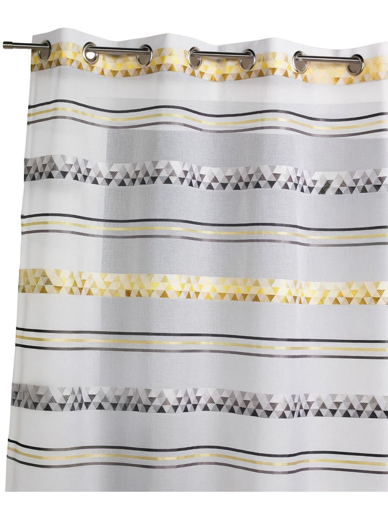 Tenda trasparente jacquard con righe geometriche Verde tiglio - Kiabi
