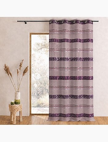 Tenda trasparente jacquard con righe geometriche