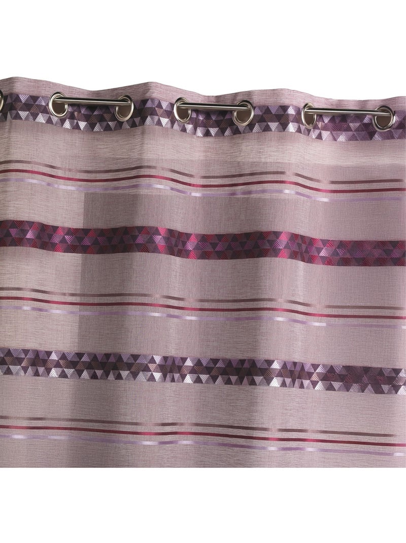 Tenda trasparente jacquard con righe geometriche Viola prugna - Kiabi
