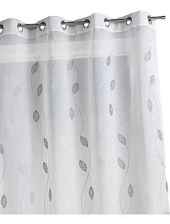 Tenda trasparente ricamata con motivi a foglie
