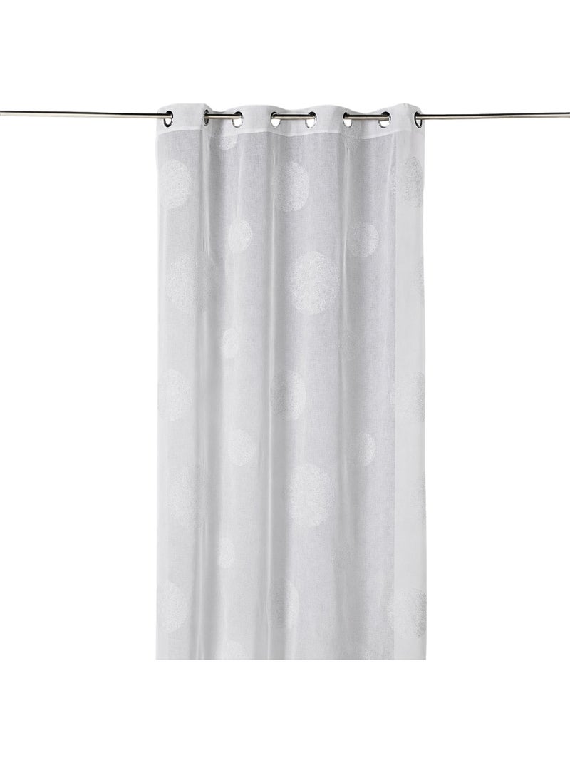 Tenda trasparente ricamata con motivi a grandi cerchi realizzati con fili di lurex Bianco - Kiabi