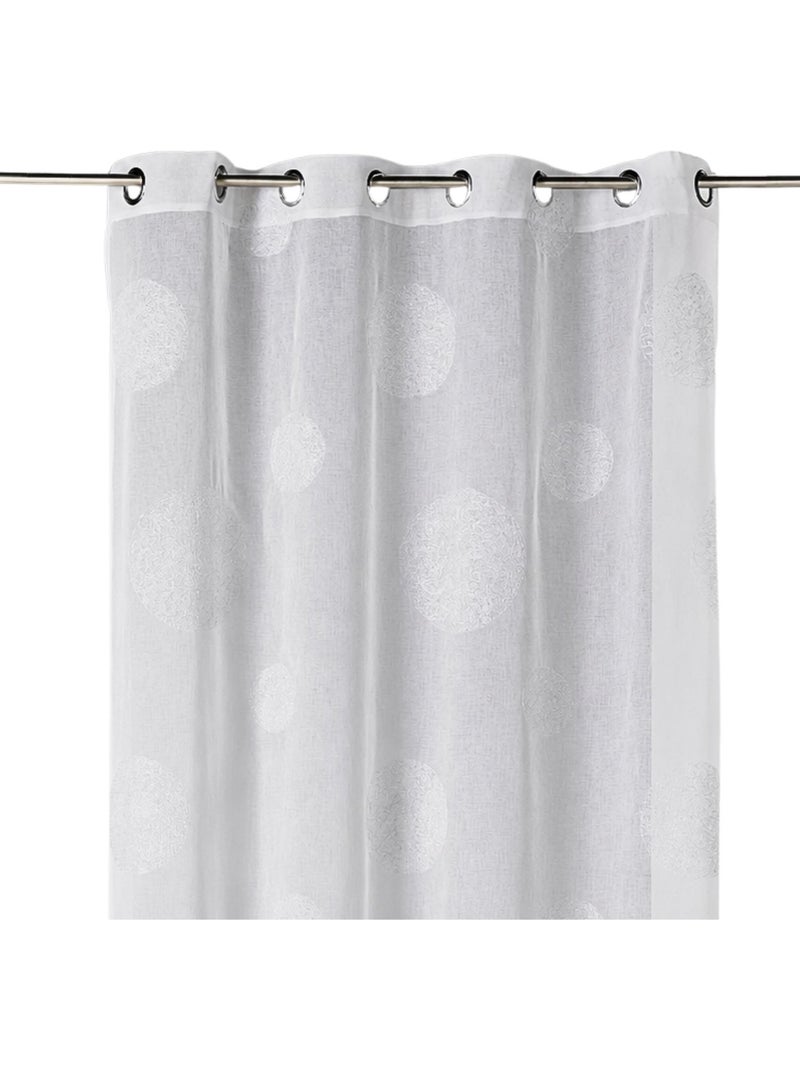 Tenda trasparente ricamata con motivi a grandi cerchi realizzati con fili di lurex Bianco - Kiabi