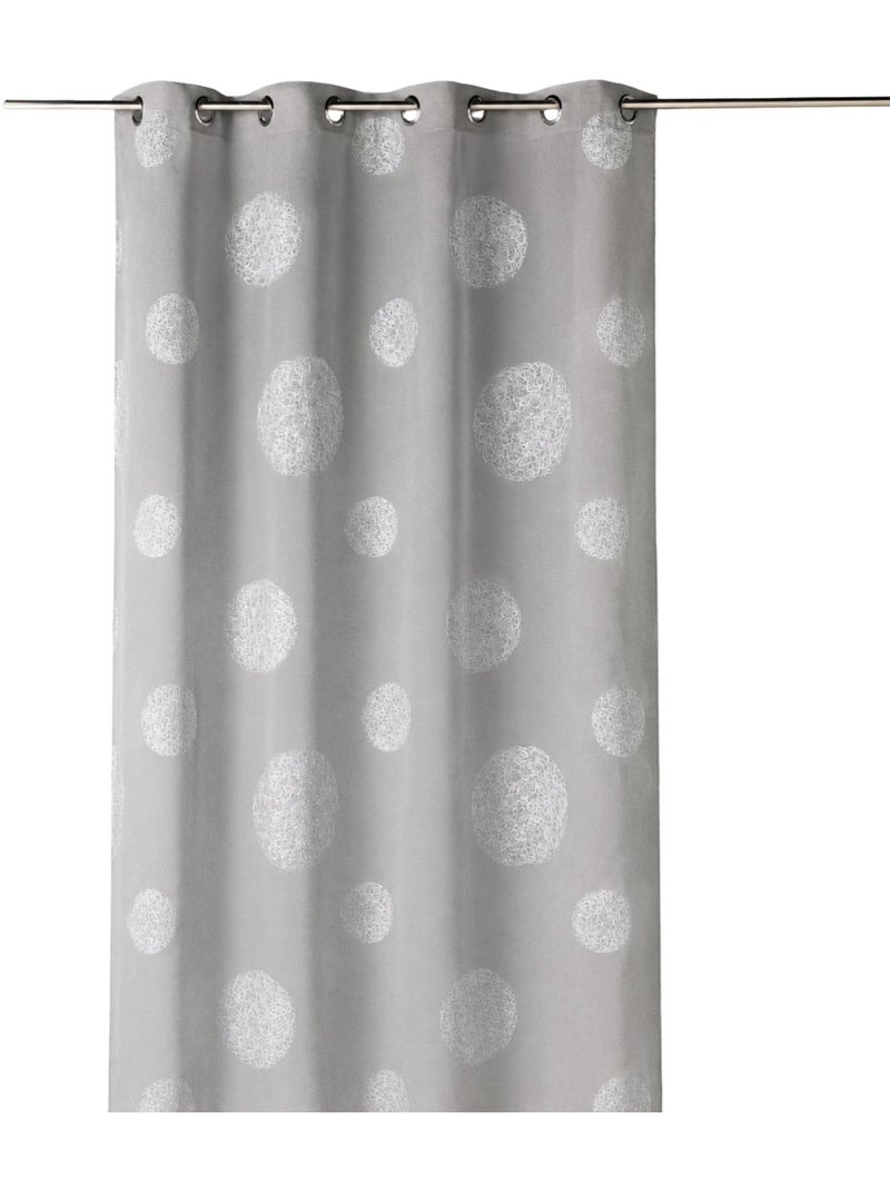 Tenda trasparente ricamata con motivi a grandi cerchi realizzati con fili di lurex Grigio chiaro - Kiabi