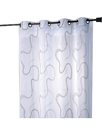 Tenda trasparente ricamata con motivi a zigzag
