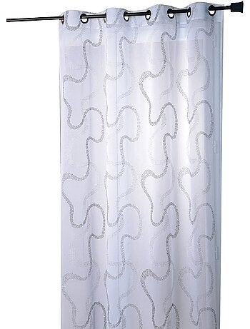 Tenda trasparente ricamata con motivi a zigzag