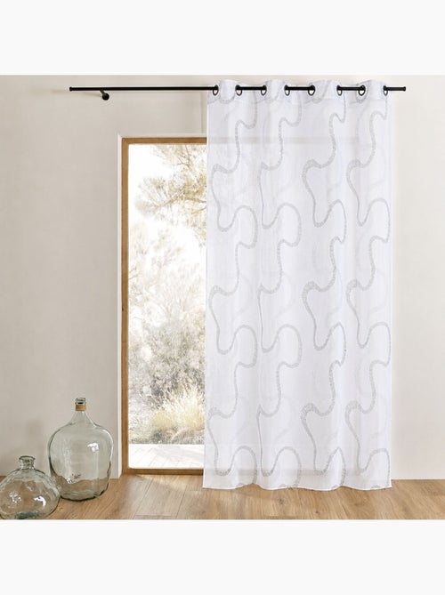 Tenda trasparente ricamata con motivi a zigzag - Kiabi