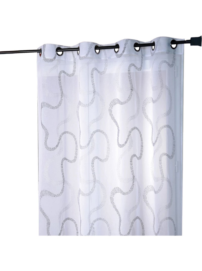 Tenda trasparente ricamata con motivi a zigzag Nero - Kiabi