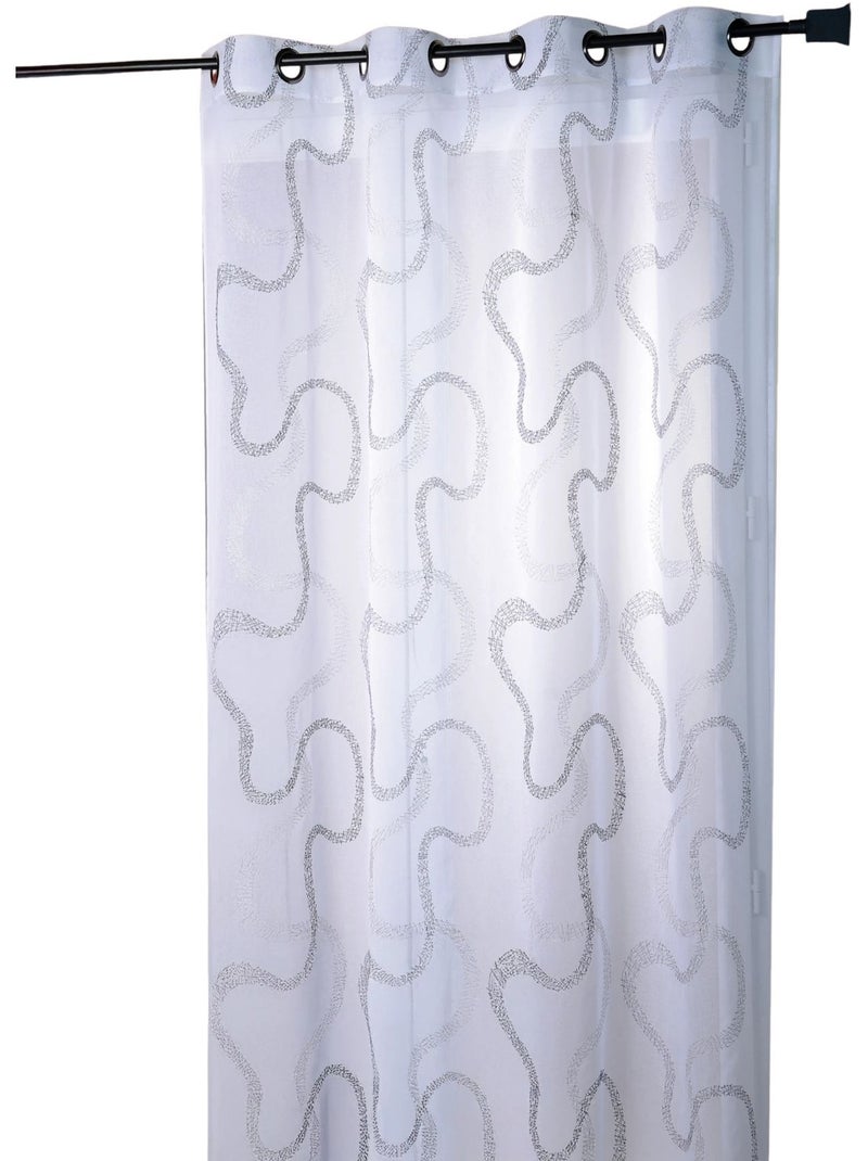 Tenda trasparente ricamata con motivi a zigzag Nero - Kiabi