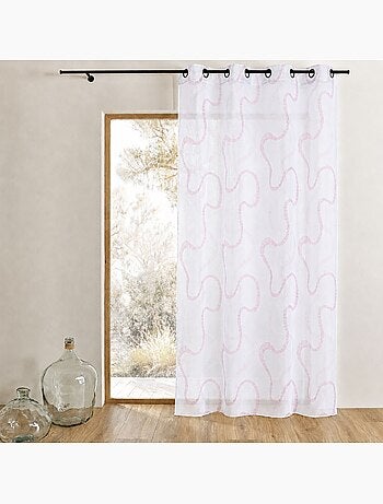 Tenda trasparente ricamata con motivi a zigzag