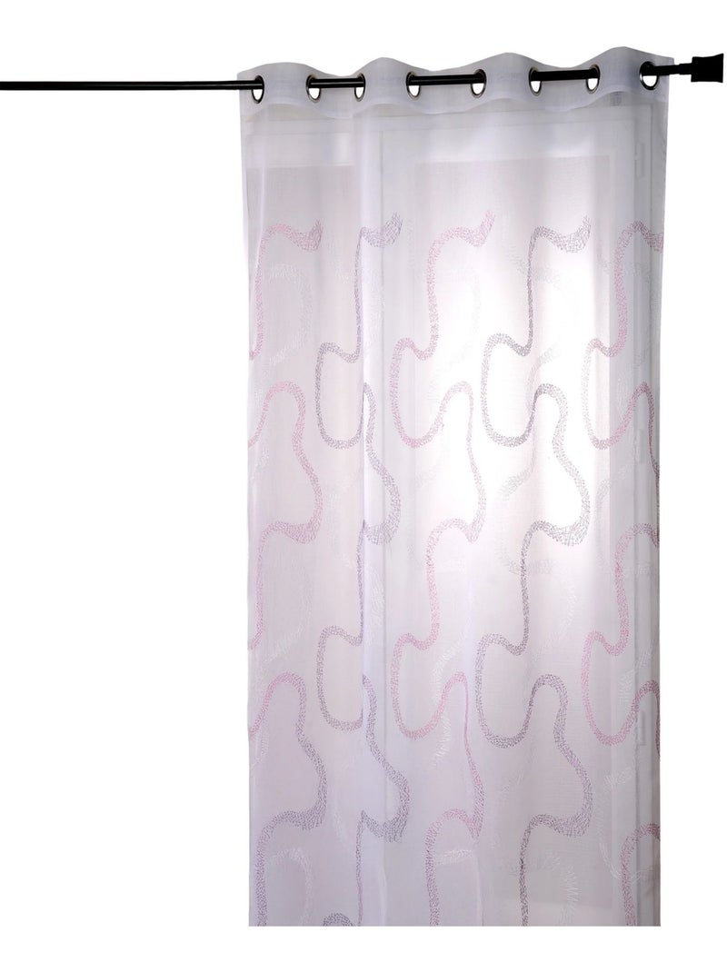 Tenda trasparente ricamata con motivi a zigzag Rosa lampone - Kiabi