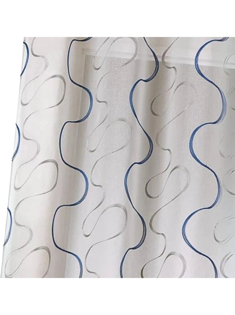 Tenda trasparente ricamata con motivi contemporanei Blu - Kiabi
