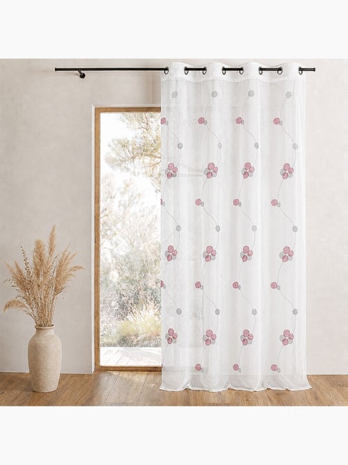 Tenda trasparente ricamata con motivi floreali circolari e linee ondulate - Kiabi