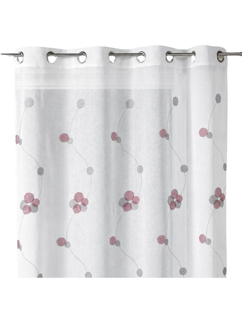 Tenda trasparente ricamata con motivi floreali circolari e linee ondulate Rosso - Kiabi