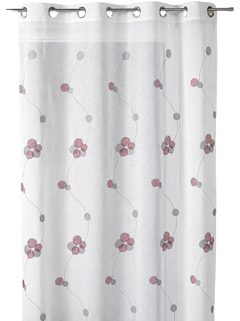 Tenda trasparente ricamata con motivi floreali circolari e linee ondulate Rosso - Kiabi